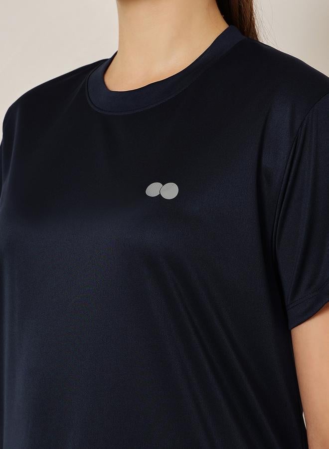 Clovia Women Navy Blue Comfort Fit Active T-Shirt - Image 3